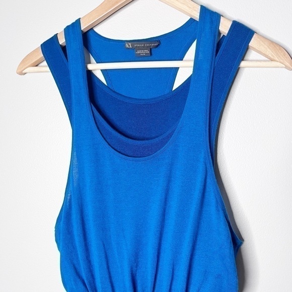 A/X Armani Exchange Blue Knit Layered Mini Dress Sz XS - Picture 3 of 7